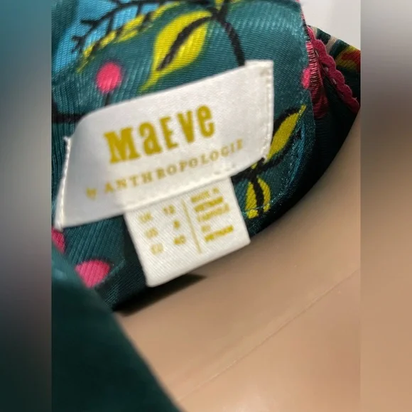 Anthropologie Maeve Green Floral Button Front Shirt Dress Size 8 - Picture 11 of 14